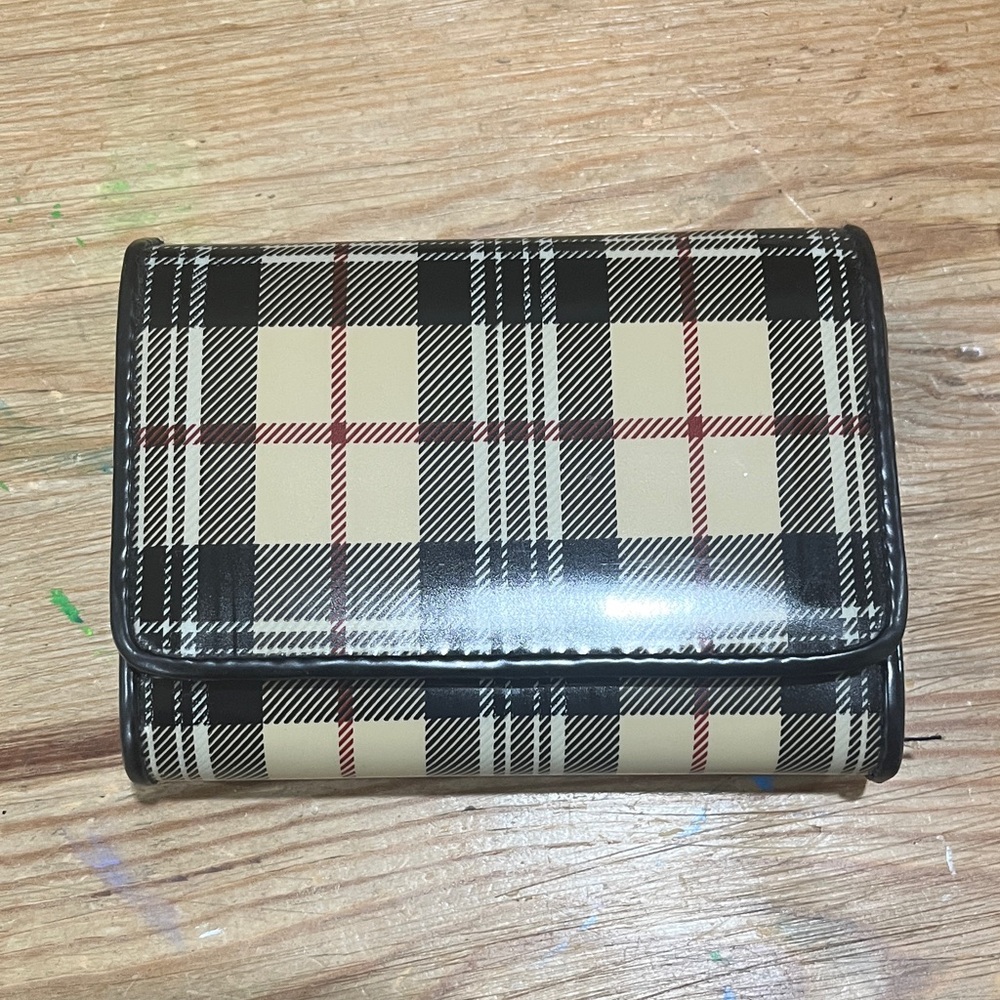 Plaid Wallet with Black and Tan Design